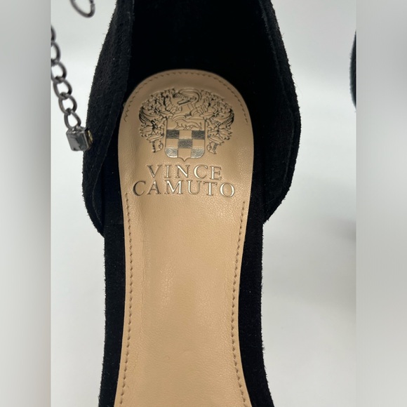 Vince Camuto - Evensa Black Suede 3” Open-Toe Heels Ankle Bracelet Straps NEW - Picture 9 of 9